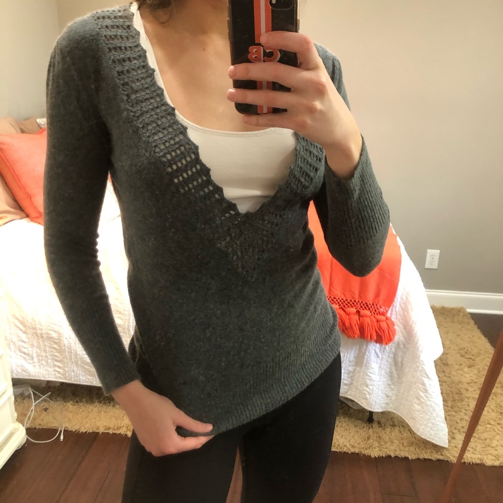 BCBG MaxAzria deep v neck knit top
